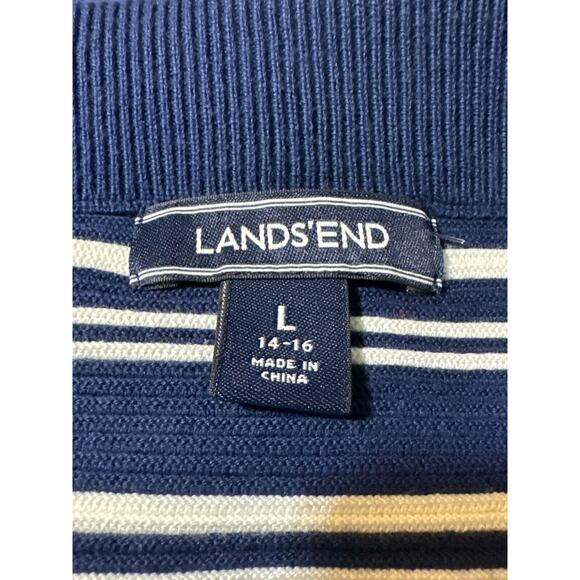 Lands' End Striped Knit Skirt Navy White Orange | Size Large - Picture 5 of 7